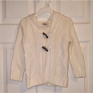 Genuine Kids by Oshkosh Cream Off White Cable Knit Horn Button Sweater 2T